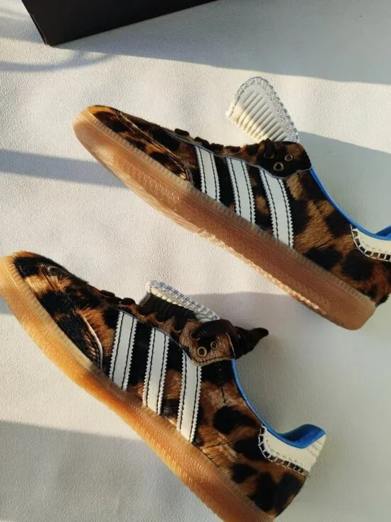 Women's Adidas x Wales Bonner Samba Leopard Print Pony Sneakers - Picture 8 of 9